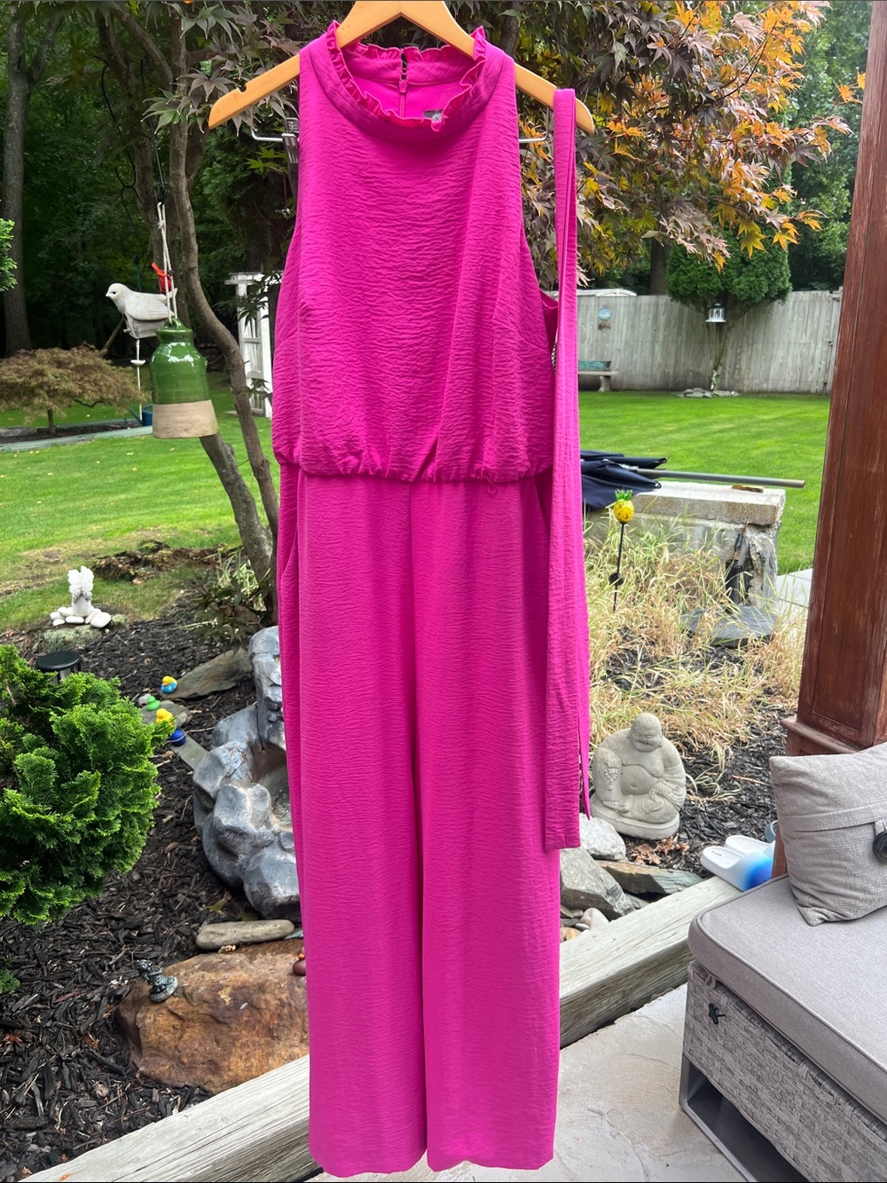 Vince Camuto Magenta Sleeveless jumpsuit with Waist Tie